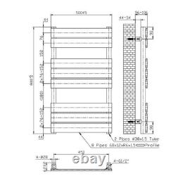 Radiateur sèche-serviettes chromé à panneaux plats, largeur 500 mm, pour salle de bains avec chauffage central