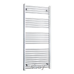 Radiateur sèche-serviettes chromé chauffant 1400 x 600 mm pour chauffage central plat et courbé