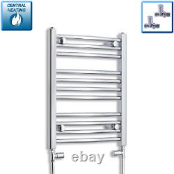 Radiateur sèche-serviettes chromé chauffant 600 x 400 mm pour chauffage central, plat et courbé