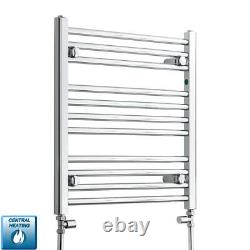 Radiateur sèche-serviettes chromé chauffant 600 x 550 mm pour chauffage central, plat et droit