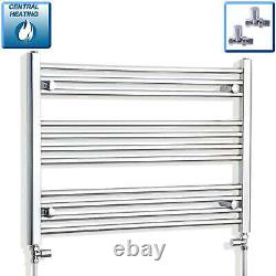 Radiateur sèche-serviettes chromé chauffant 600 x 700 mm pour chauffage central - plat et courbé