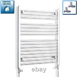 Radiateur sèche-serviettes chromé chauffant 800 x 550 mm pour chauffage central, plat et droit