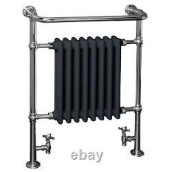 Radiateur sèche-serviettes chromé et gris de style victorien traditionnel de 952 x 659mm