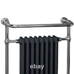 Radiateur sèche-serviettes chromé et gris de style victorien traditionnel de 952 x 659mm