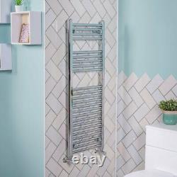 Radiateur sèche-serviettes contemporain droit chauffé pour salle de bain 1200 x 450 chrome