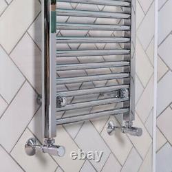 Radiateur sèche-serviettes contemporain droit chauffé pour salle de bain 1200 x 450 chrome