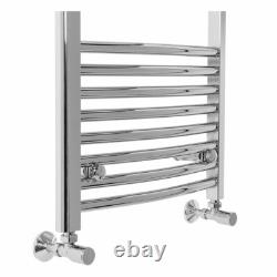 Radiateur sèche-serviettes courbé contemporain pour salle de bain 1200 x 500 chromé