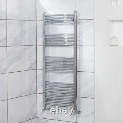 Radiateur sèche-serviettes courbé contemporain pour salle de bain 1200 x 500 chromé