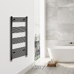 Radiateur sèche-serviettes courbé droit de salle de bain chauffé en chrome noir