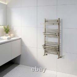 Radiateur sèche-serviettes de salle de bain en nickel avec porte-serviettes et crochets de rangement Byron 1000x500 mm