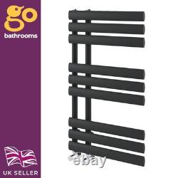 Radiateur sèche-serviettes de salle de bains décalé à panneau ovale noir design 820 x 500 mm
