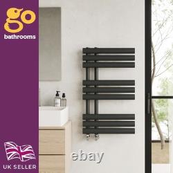 Radiateur sèche-serviettes de salle de bains décalé à panneau ovale noir design 820 x 500 mm