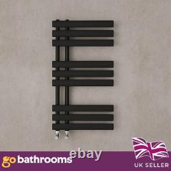 Radiateur sèche-serviettes de salle de bains décalé à panneau ovale noir design 820 x 500 mm