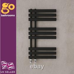 Radiateur sèche-serviettes de salle de bains décalé à panneau ovale noir design 820 x 500 mm