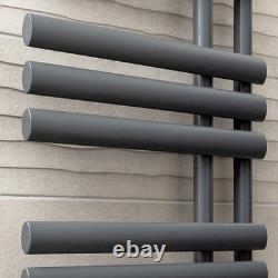 Radiateur sèche-serviettes décalé à panneaux ovales gris design pour salle de bains 1130x500 mm
