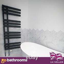 Radiateur sèche-serviettes décalé à panneaux ovales gris design pour salle de bains 1130x500 mm