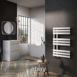 Radiateur sèche-serviettes décalé chauffant à panneau ovale design blanc pour salle de bains 820 x 500 mm