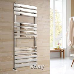 Radiateur sèche-serviettes design à panneau plat chromé pour salle de bain avec vannes coudées gratuites