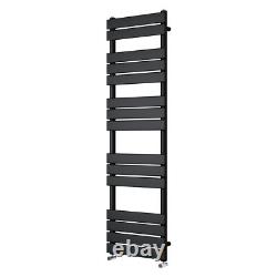 Radiateur sèche-serviettes design chauffant pour salle de bain, panneau plat noir, 1600 x 450 mm
