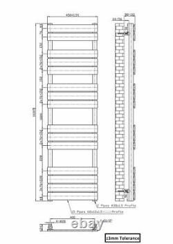 Radiateur sèche-serviettes design chauffant pour salle de bain, panneau plat noir, 1600 x 450 mm