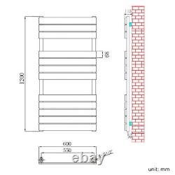 Radiateur sèche-serviettes design chromé à panneau plat pour salle de bains, radiateur de chauffage central