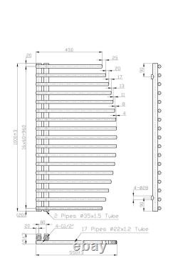 Radiateur sèche-serviettes design courbé pour salle de bain 1000x550 mm