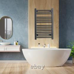 Radiateur sèche-serviettes design noir à échelle chauffante de 800 mm de large pour salle de bain UK Radiateur sèche-serviettes design noir à échelle chauffante de 800 mm de large pour salle de bain UK
