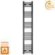 Radiateur S&egrave;che-serviettes Design Noir Mat Chauffant De 1600 Mm De Haut Pour Salle De Bain, Grand S&egrave;che-serviettes<br/>