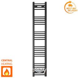 Radiateur sèche-serviettes design noir mat chauffant de 1600 mm de haut pour salle de bain, grand sèche-serviettes<br/>