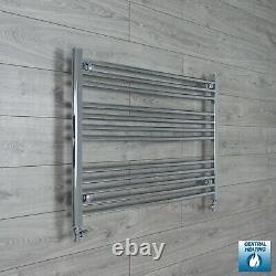 Radiateur sèche-serviettes designer droit chrome 900 mm de large avec échelle chauffante pour salle de bain