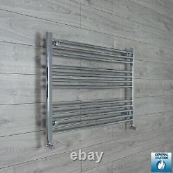 Radiateur sèche-serviettes designer droit chrome 900 mm de large avec échelle chauffante pour salle de bain