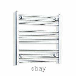 Radiateur sèche-serviettes designer droit chromé de 650 mm de large avec échelle chauffante pour salle de bain