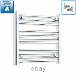 Radiateur sèche-serviettes designer droit chromé de 650 mm de large avec échelle chauffante pour salle de bain