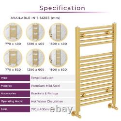 Radiateur sèche-serviettes doré pour salle de bains, droit à échelle, 770 × 400 mm