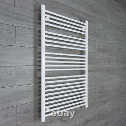 Radiateur sèche-serviettes droit blanc 900 mm de large, design échelle pour salle de bain chauffée