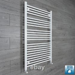 Radiateur sèche-serviettes droit blanc 900 mm de large, design échelle pour salle de bain chauffée