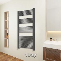 Radiateur sèche-serviettes droit blanc anthracite pour salle de bain avec robinet libre