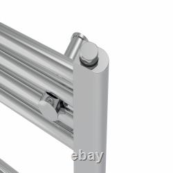 Radiateur sèche-serviettes droit chauffé en chrome pour salle de bain