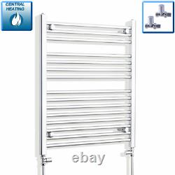 Radiateur sèche-serviettes droit chromé chauffant de salle de bain, plat, 800 mm de haut, 650 mm de large