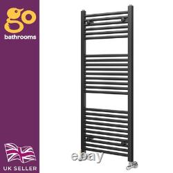 Radiateur sèche-serviettes droit en échelle pour salle de bains, noir mat, 1200 x 500 mm