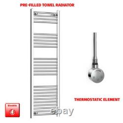Radiateur sèche-serviettes électrique chromé 1400 x 400 mm pré-rempli pour salle de bain HTR