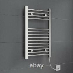 Radiateur sèche-serviettes électrique moderne plat pour salle de bains 700 x 400 mm chromé NDT