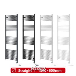 Radiateur sèche-serviettes électrique thermostatique prérempli droit courbé