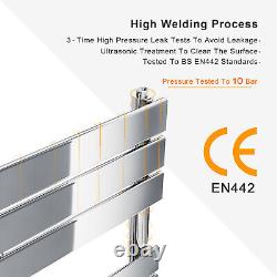 Radiateur sèche-serviettes en chrome design, panneau plat, chauffage de salle de bains, 1600 x 400mm