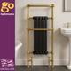 Radiateur S&egrave;che-serviettes Haut Noir Et Dor&eacute; Pour Salle De Bains, Colonne Traditionnelle Design 150x59 Cm