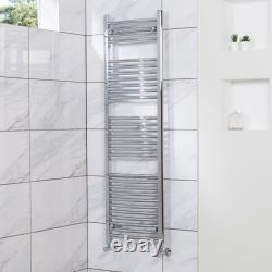 Radiateur sèche-serviettes incurvé blanc chromé pour salle de bain chauffé, TOUTES TAILLES.