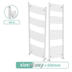 Radiateur sèche-serviettes moderne courbé droit chauffé pour salle de bain, échelle blanche