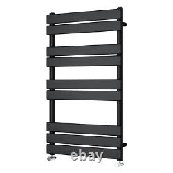 Radiateur sèche-serviettes moderne noir à panneaux plats en forme d’échelle pour salle de bains 1000 x 600 mm