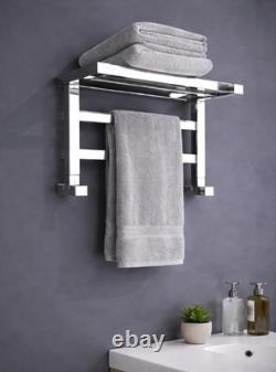 Radiateur sèche-serviettes mural chromé pour salle de bains avec tablette 350x500 mm Radiateur sèche-serviettes mural chromé pour salle de bains avec tablette 350x500 mm