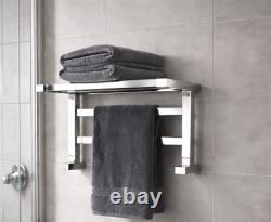 Radiateur sèche-serviettes mural chromé pour salle de bains avec tablette 350x500 mm
